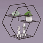NICHO DECORATIVO HEXÁGONO PRETO FOSCO 1902PT - FUTURE - TRES PRATELEIRAS