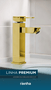 RAINHA 65030 MISTURADOR MONOCOMANDO LAVT. BANC. BICA ALTA 27 CM GOLD BRILHANTE